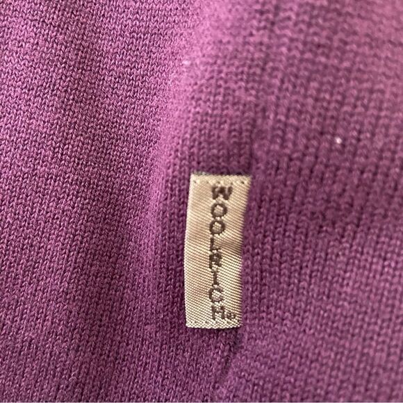 WOOLRICH knit sweater cotton blend knit burgundy/dark wineberry Vneck size small - Picture 5 of 13